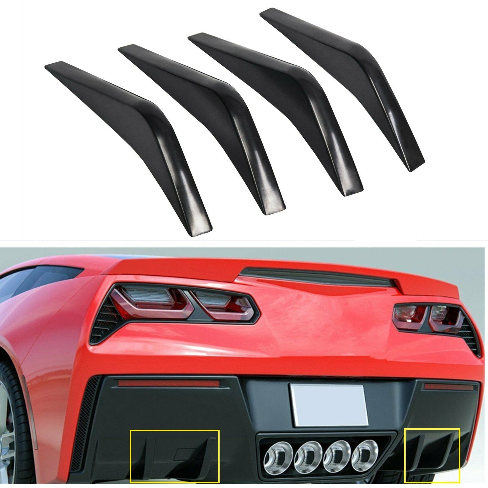 TOPPARTZ Rear Bumper Lower Air Diffuser Fin For 2014-2019 Chevrolet Corvette C7