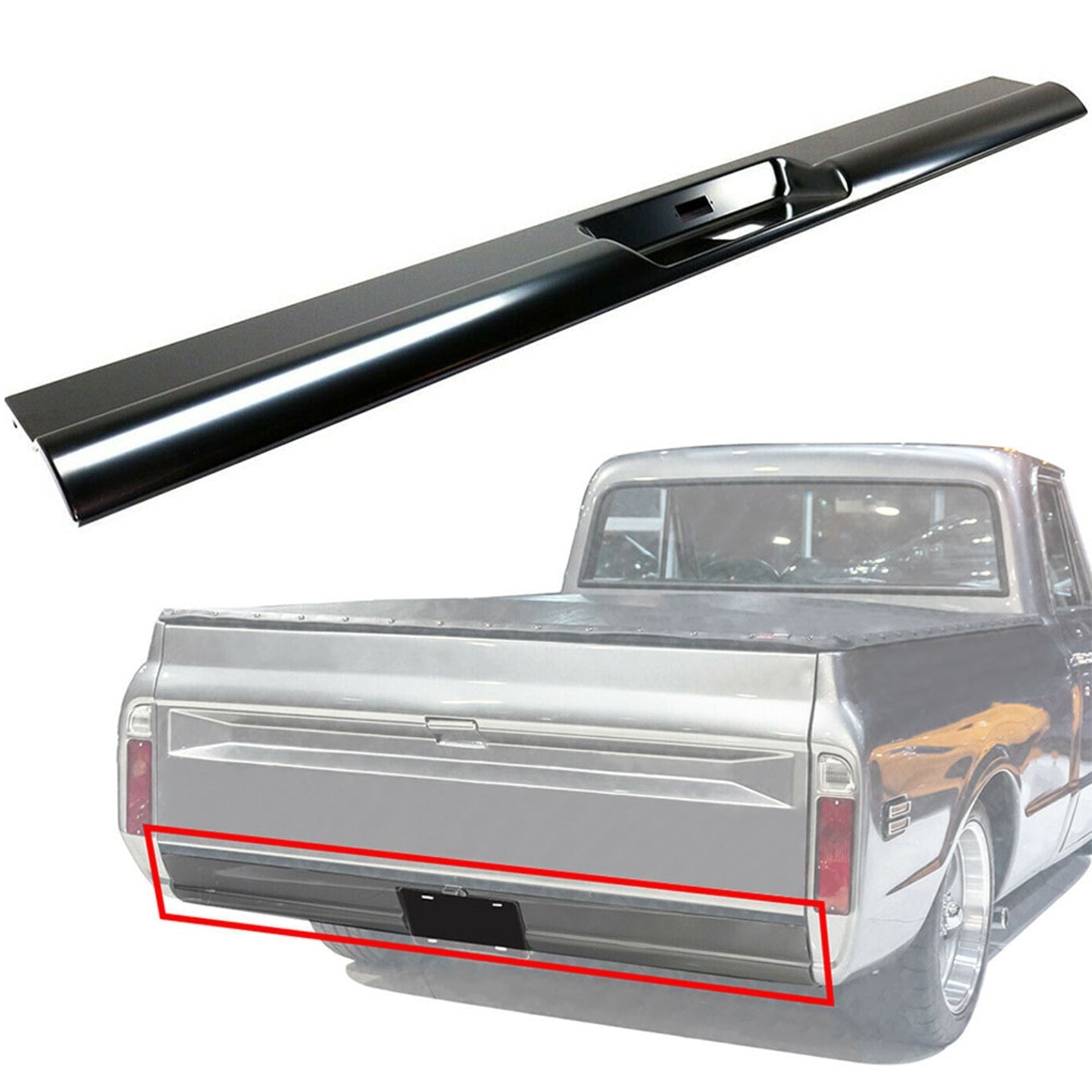 TOPPARTZ Rear Roll Pan Bumper with License Plate for Chevrolet C10 Pickup 1967-1972 Trucks Steel