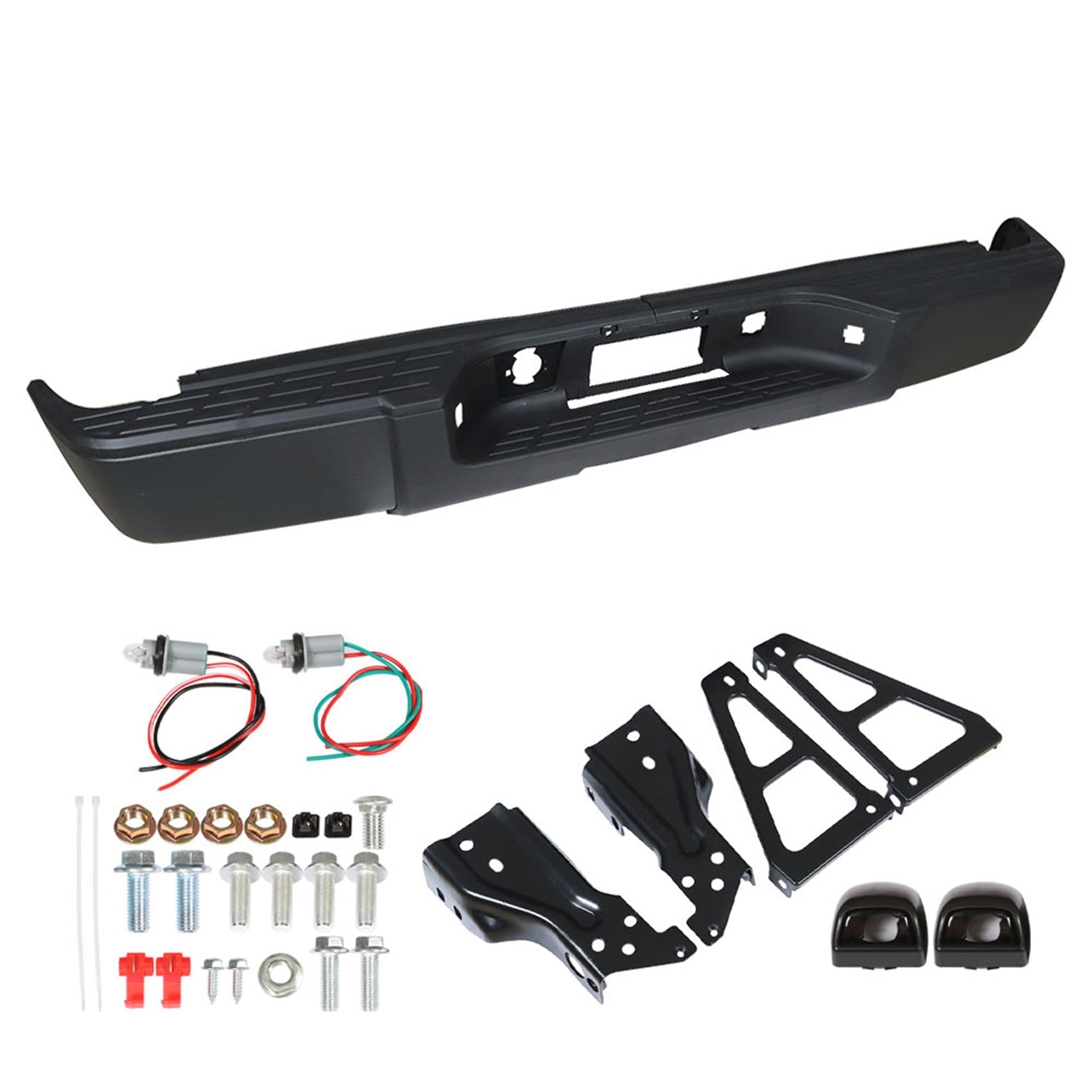 TOPPARTZ Rear Step Bumper Black Replacement for Chevrolet Silverado 1500 2007 2008 2009 2010 2011 2012 2013 without Parking Aid Sensor Holes GM1103159