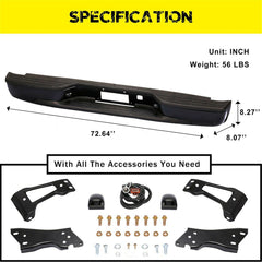 TOPPARTZ Rear Step Bumper for GMC Sierra Chevrolet Silverado 1999-2006 Black Steel