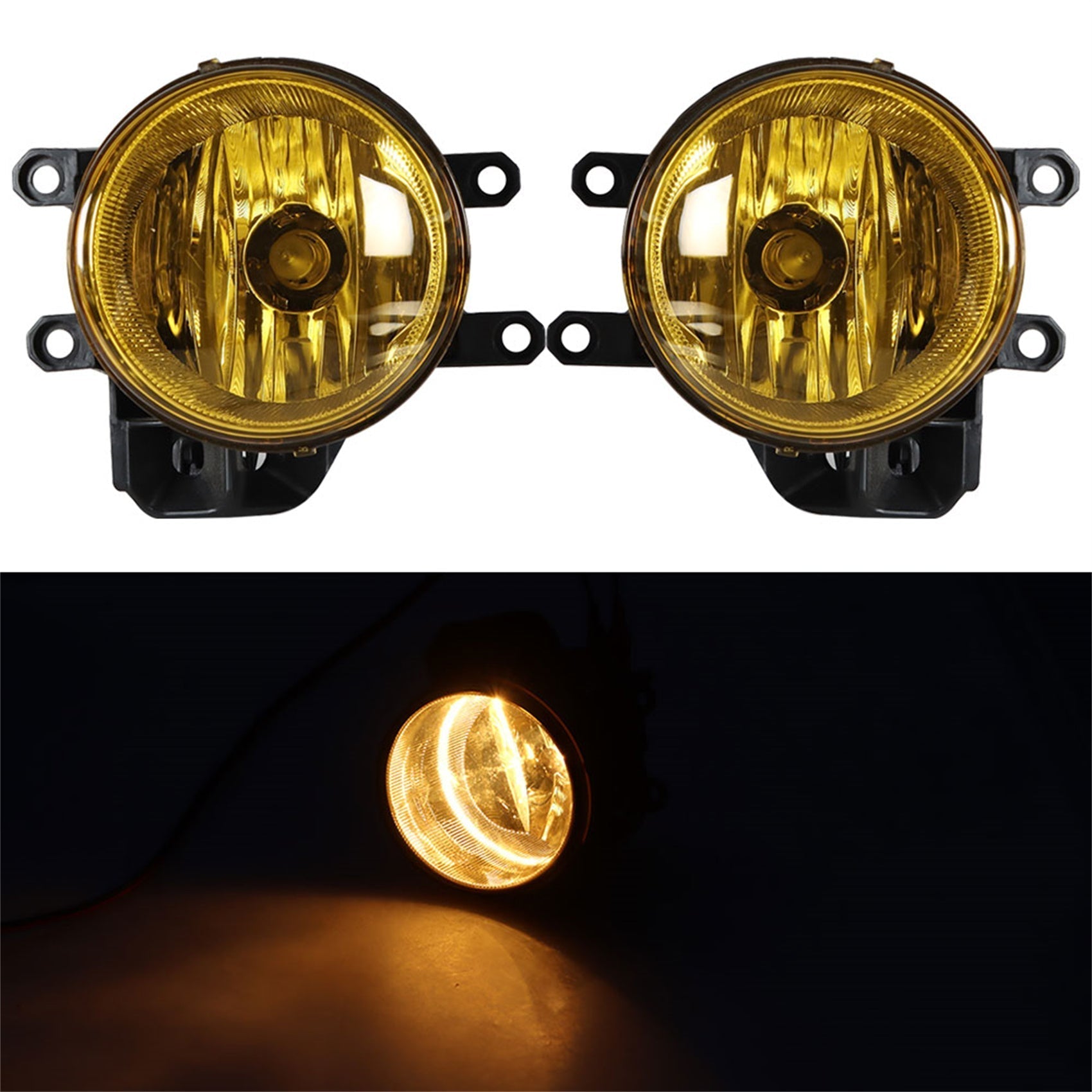 TOPPARTZ Replacement for 2016-2021 Toyota Tacoma Bumper Front Fog Lamp Assembly, Passenger Side and Driver Side Yellow With Black Frame 2-Pack