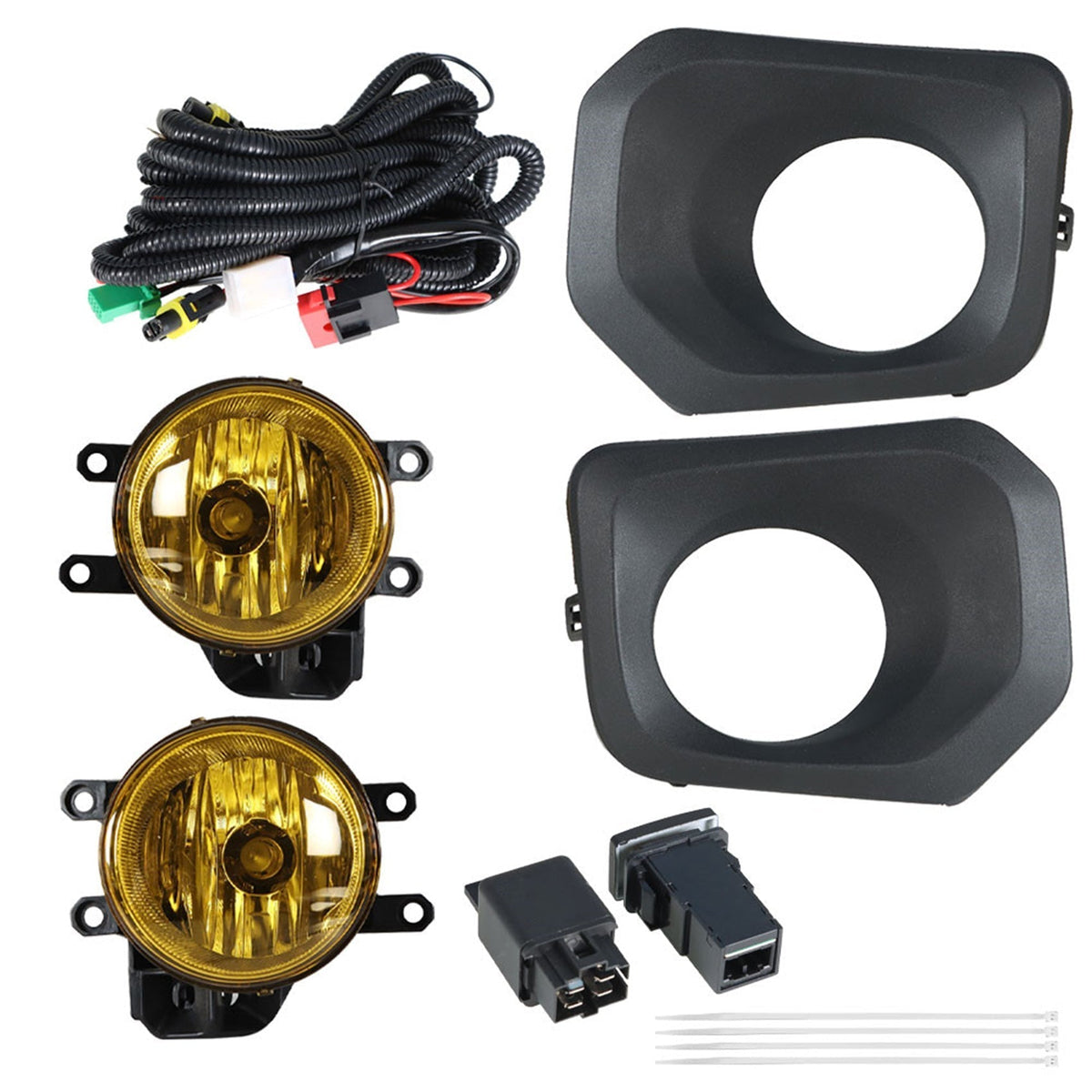 TOPPARTZ Replacement for 2016-2021 Toyota Tacoma Bumper Front Fog Lamp Assembly, Passenger Side and Driver Side Yellow With Black Frame 2-Pack