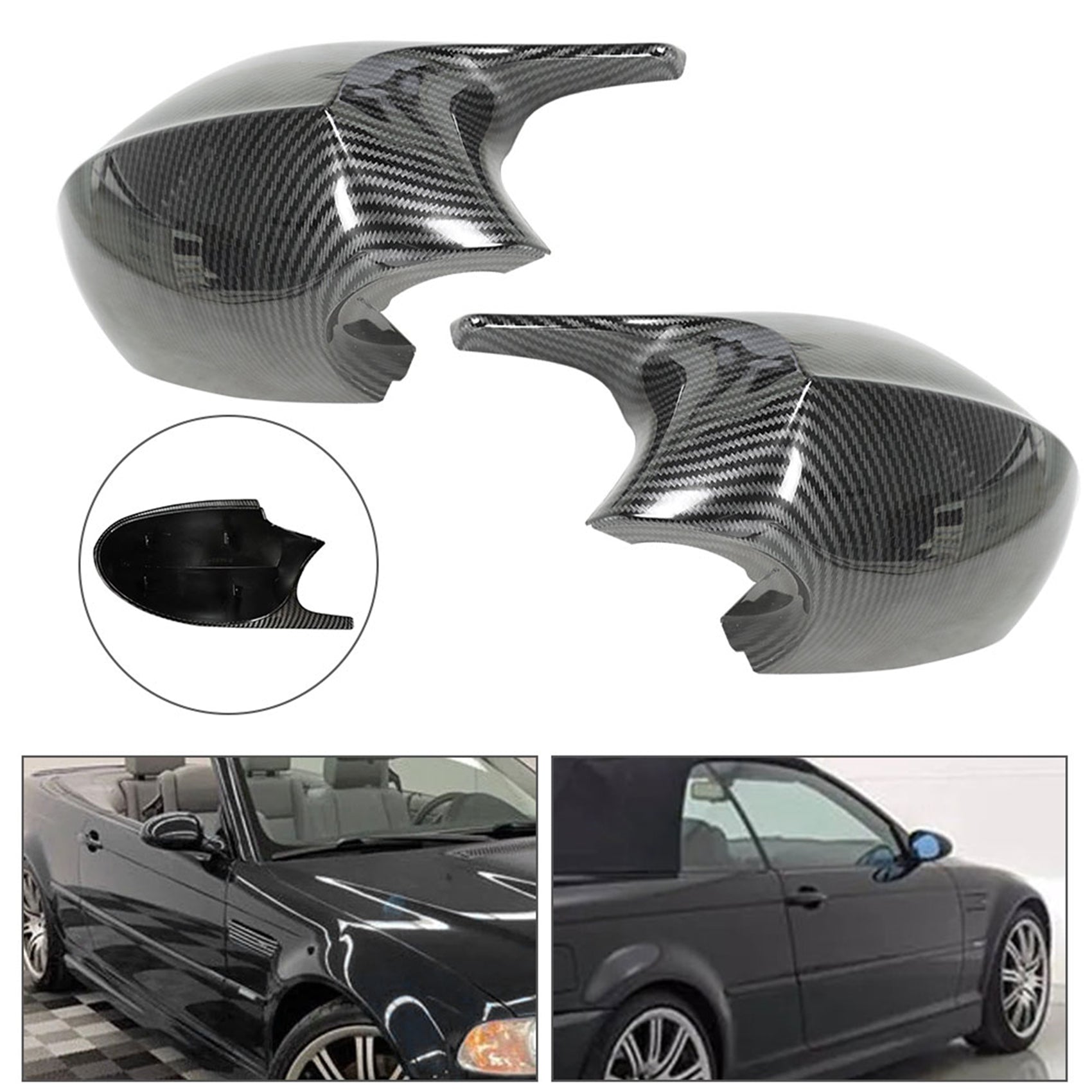 toppartz Side Mirror Cover Cap For 2004-2009 BMW E90 E93 E87 E81 Carbon Fiber