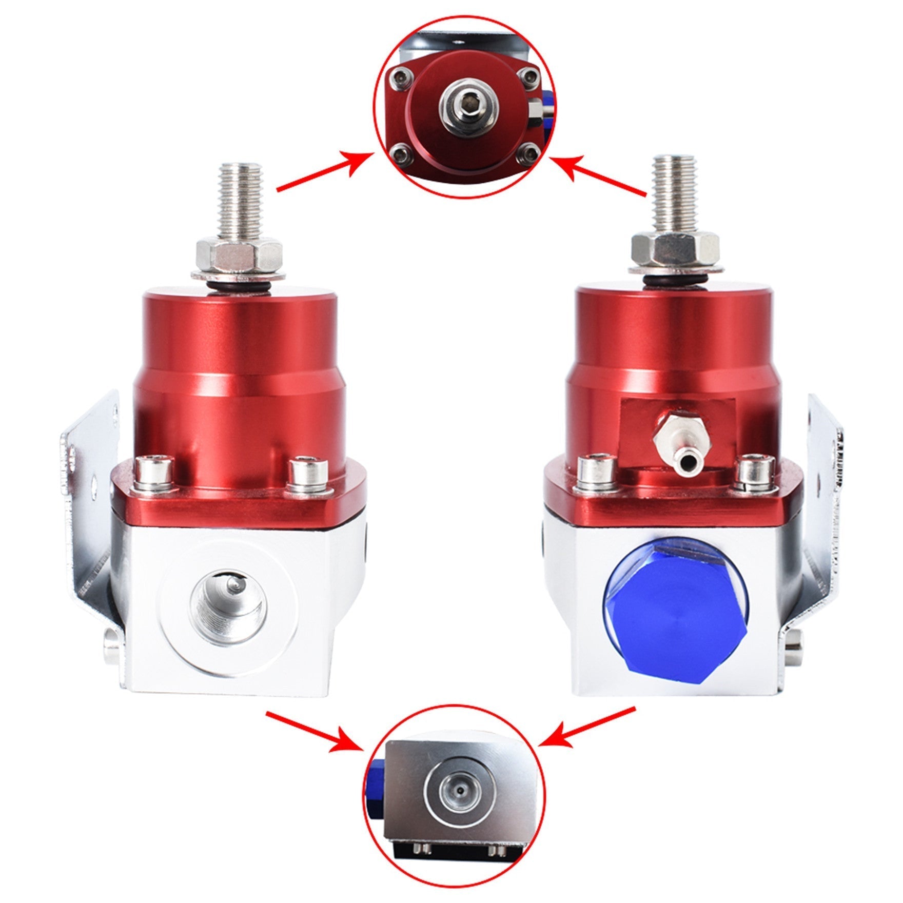 TOPPARTZ Universal Adjustable Red Fuel Pressure Regulator KIT 100psi Guage AN6 Fitting