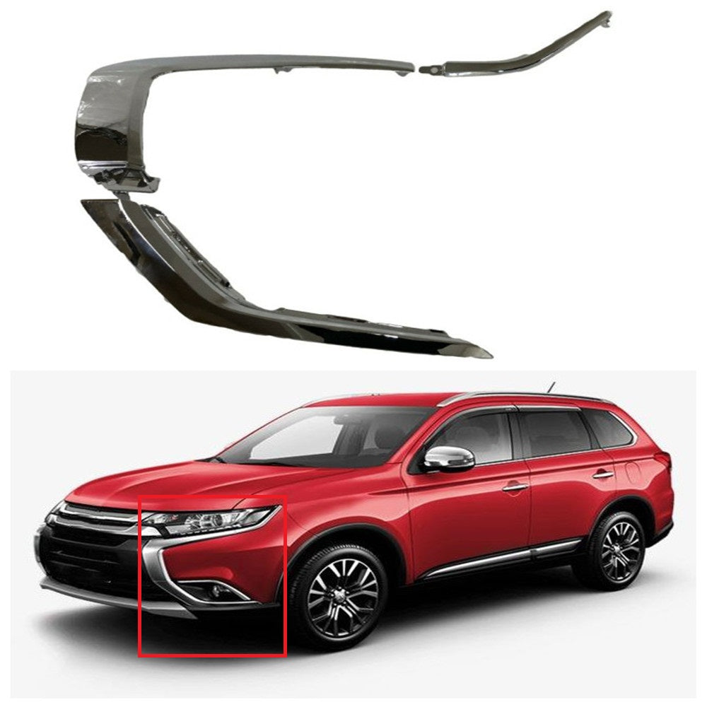 set front Bumper LH chrome trim molding 3 pc for 2016 -19 Mitsubishi Outlander