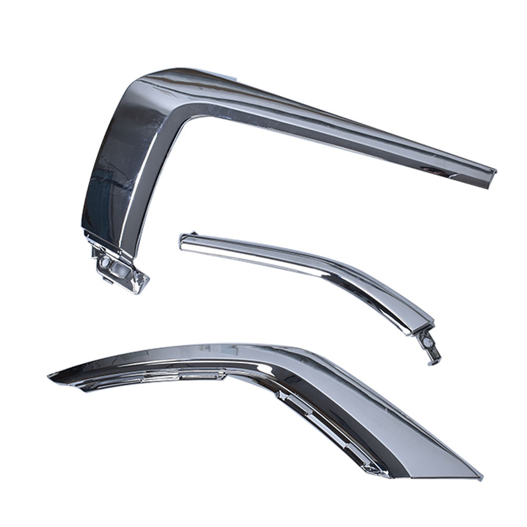 set front Bumper LH chrome trim molding 3 pc for 2016 -19 Mitsubishi Outlander