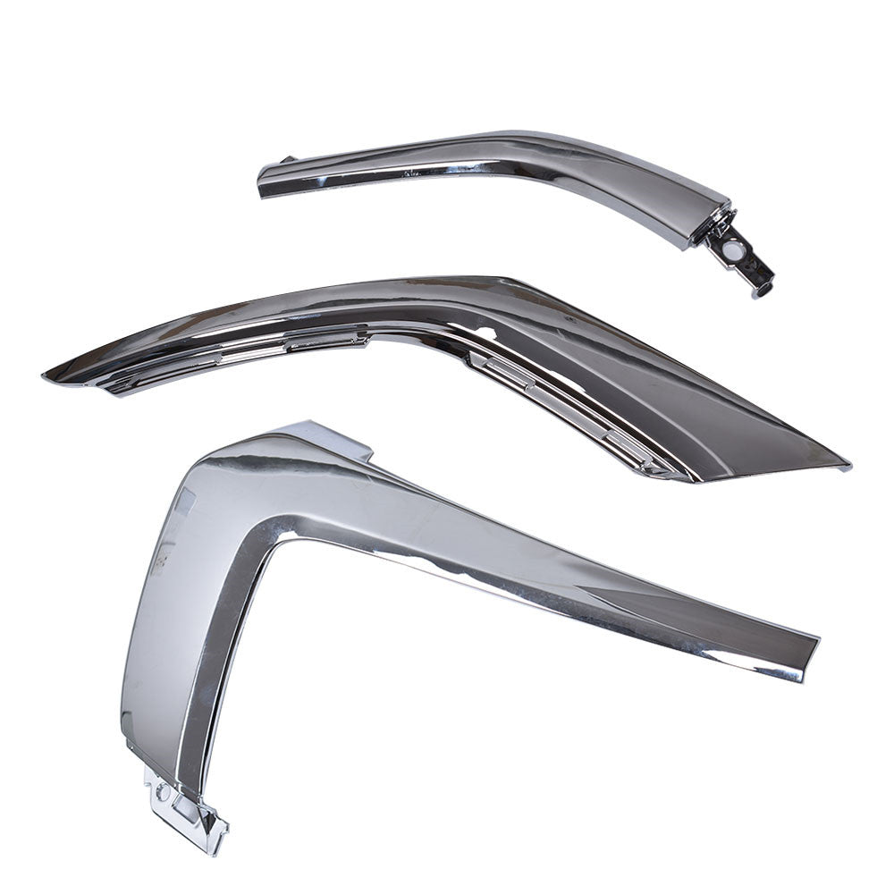 set front Bumper LH chrome trim molding 3 pc for 2016 -19 Mitsubishi Outlander